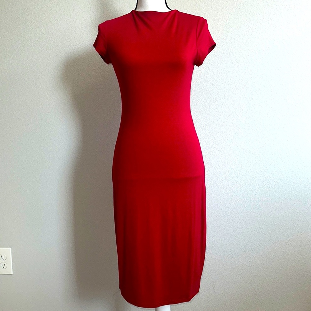 Red midi dress